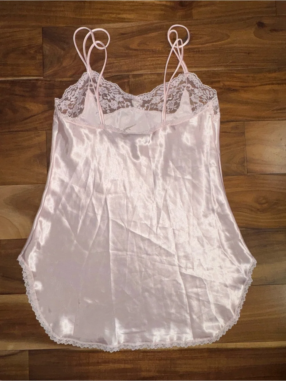 VTG Victoria’s Secret Silky Lace-Trim Chemise Slip - Pale Pink